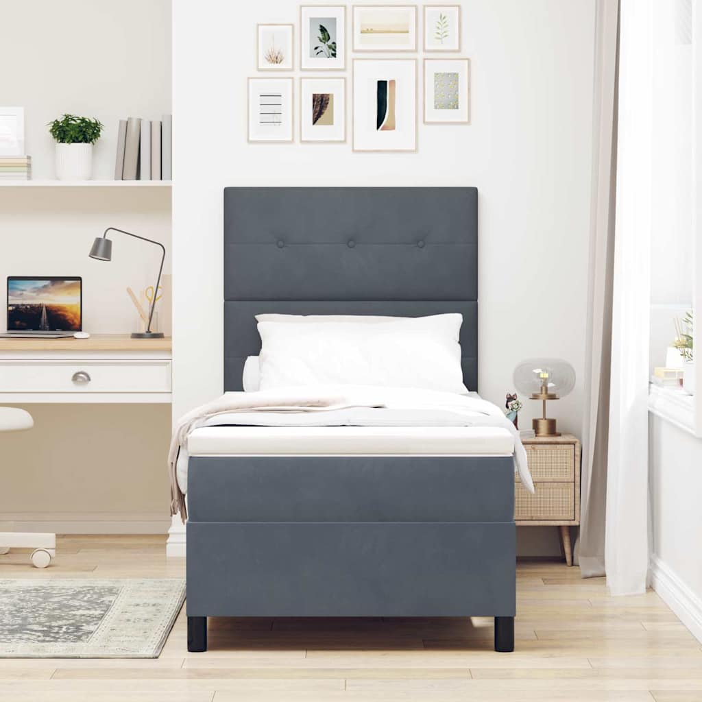 LED Box Spring Krevet Tamno siva 80 x 200 cm Baršun