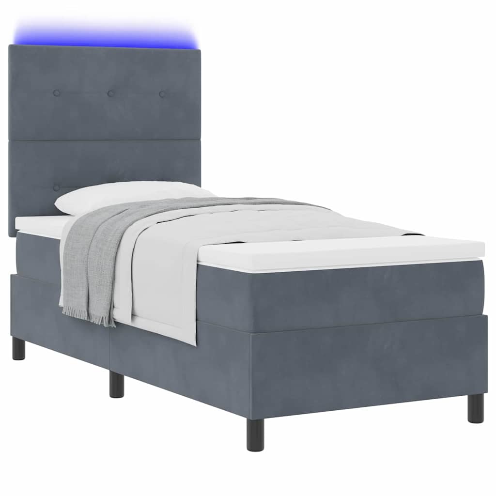 LED Box Spring Krevet Tamno siva 80 x 200 cm Baršun