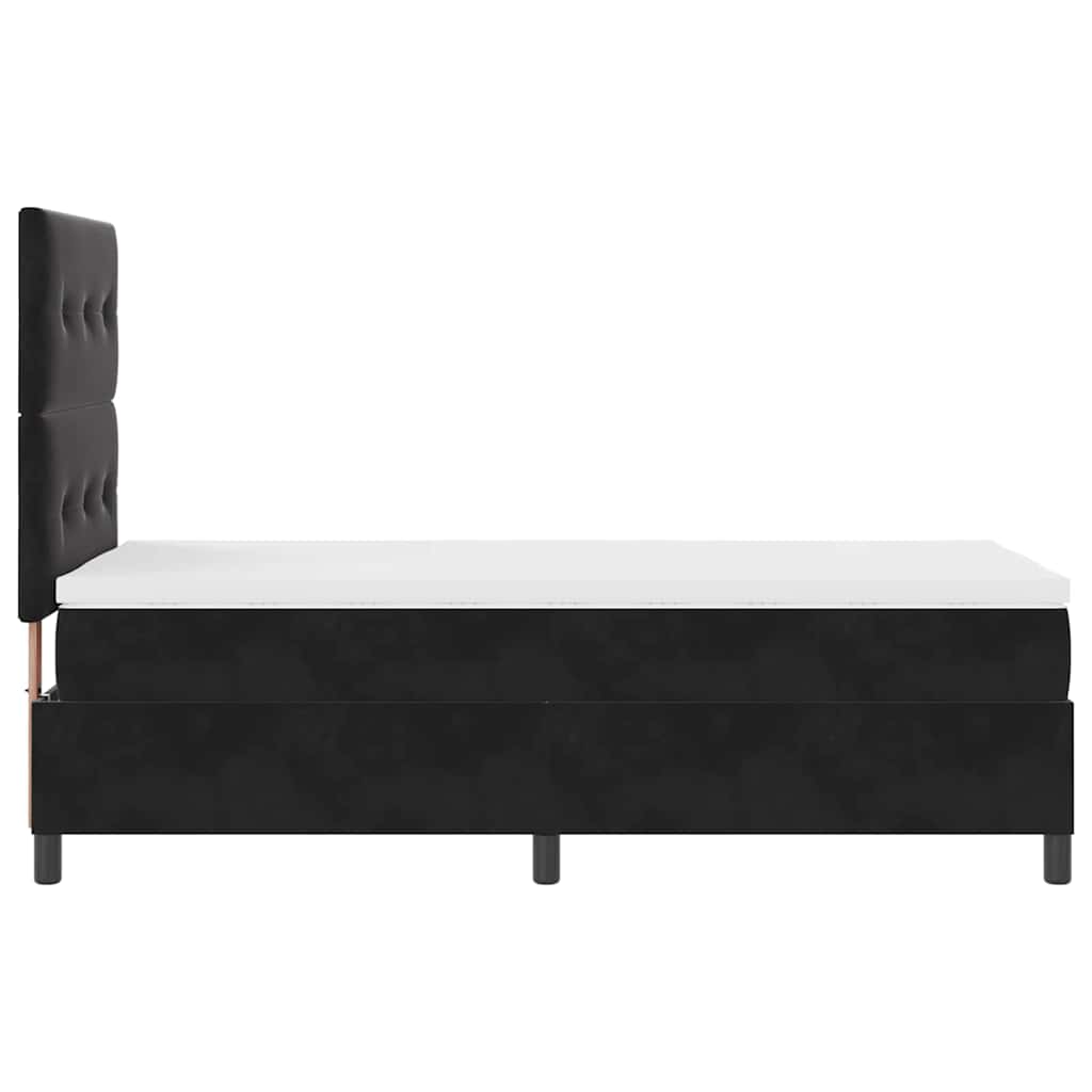 LED Box Spring Krevet s madracem Crna 80 x 200 cm Baršun