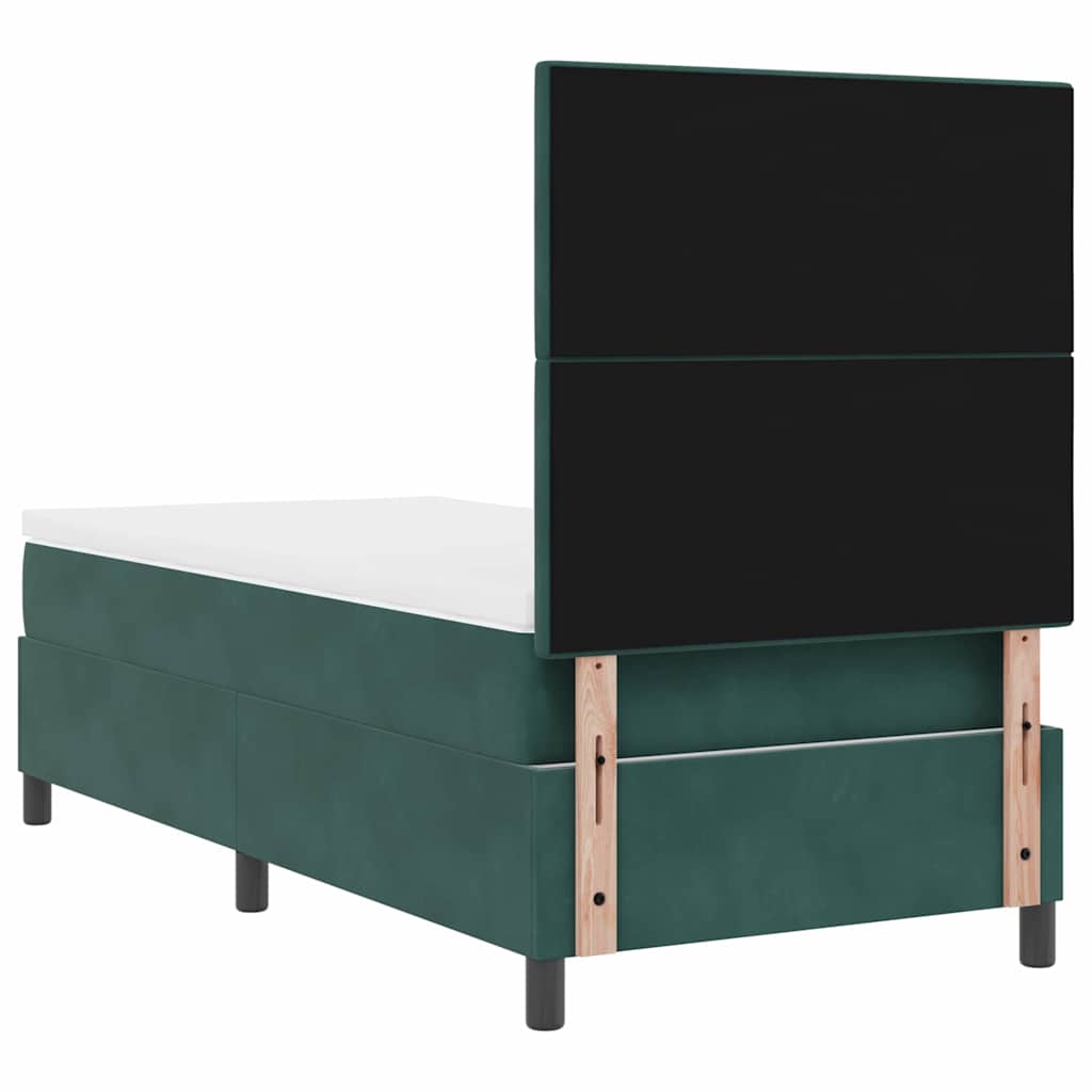 LED Box Spring Krevet s madracem Tamnozelena 80 x 200 cm Baršun
