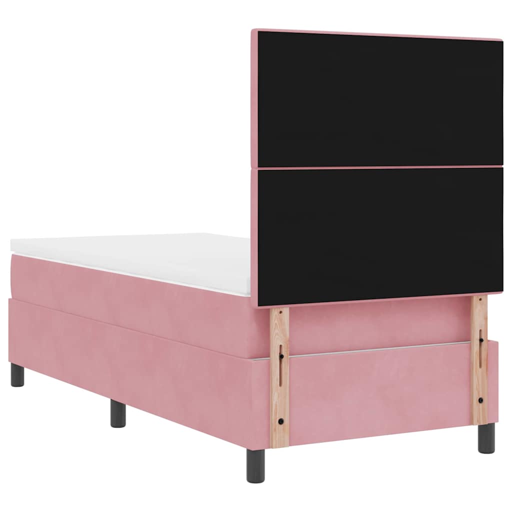 LED Box Spring Krevet s madracem Ružičasta 80 x 200 cm Baršun