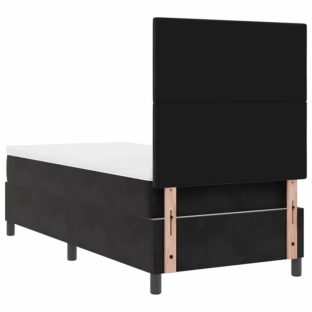 LED Box Spring Krevet s uzglavljem Crna 90 x 190 cm Baršun