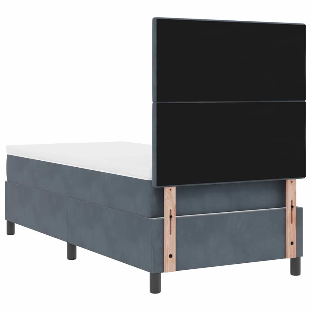 LED Box Spring Krevet s madracem Tamno siva 90 x 200 cm Baršun