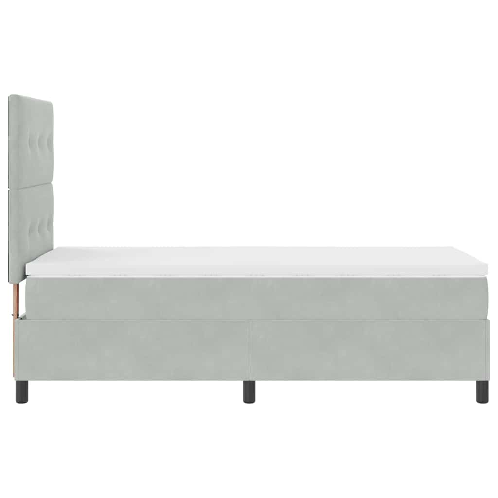 LED Box Spring Krevet Svijetlo siva 100 x 200 cm Baršun