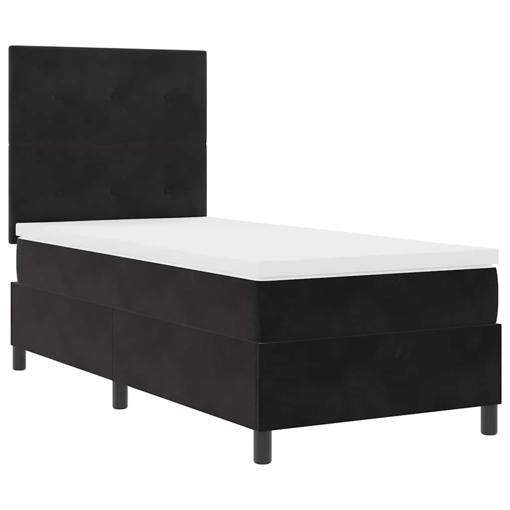 LED Box Spring Krevet s uzglavljem Crna 100 x 200 cm Baršun