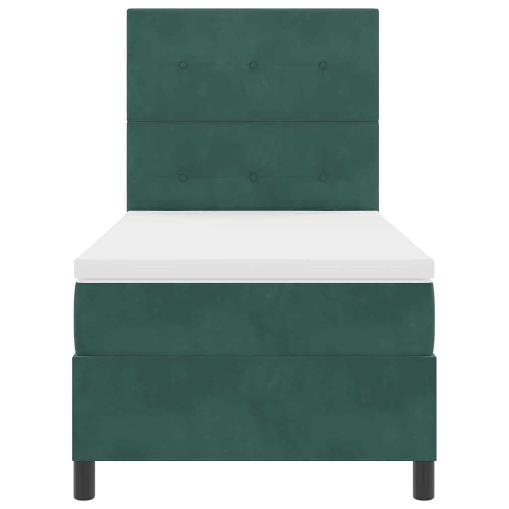 LED Box Spring Krevet Tamnozelena 100 x 200 cm Baršun