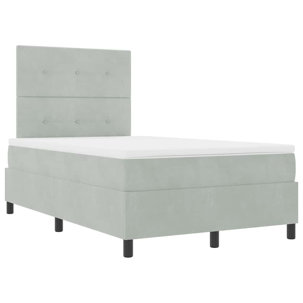 LED Box Spring Krevet Svijetlo siva 120 x 190 cm Baršun