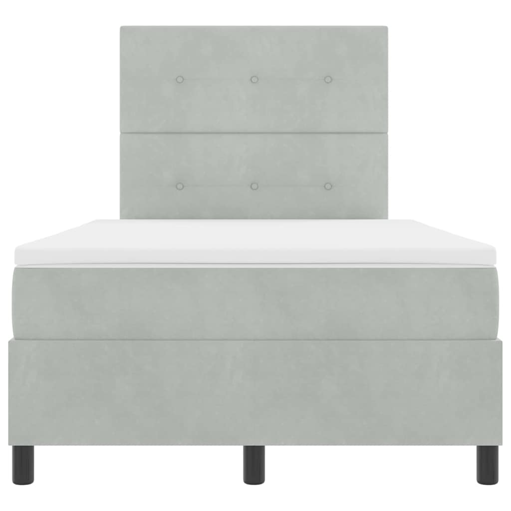 LED Box Spring Krevet Svijetlo siva 120 x 190 cm Baršun