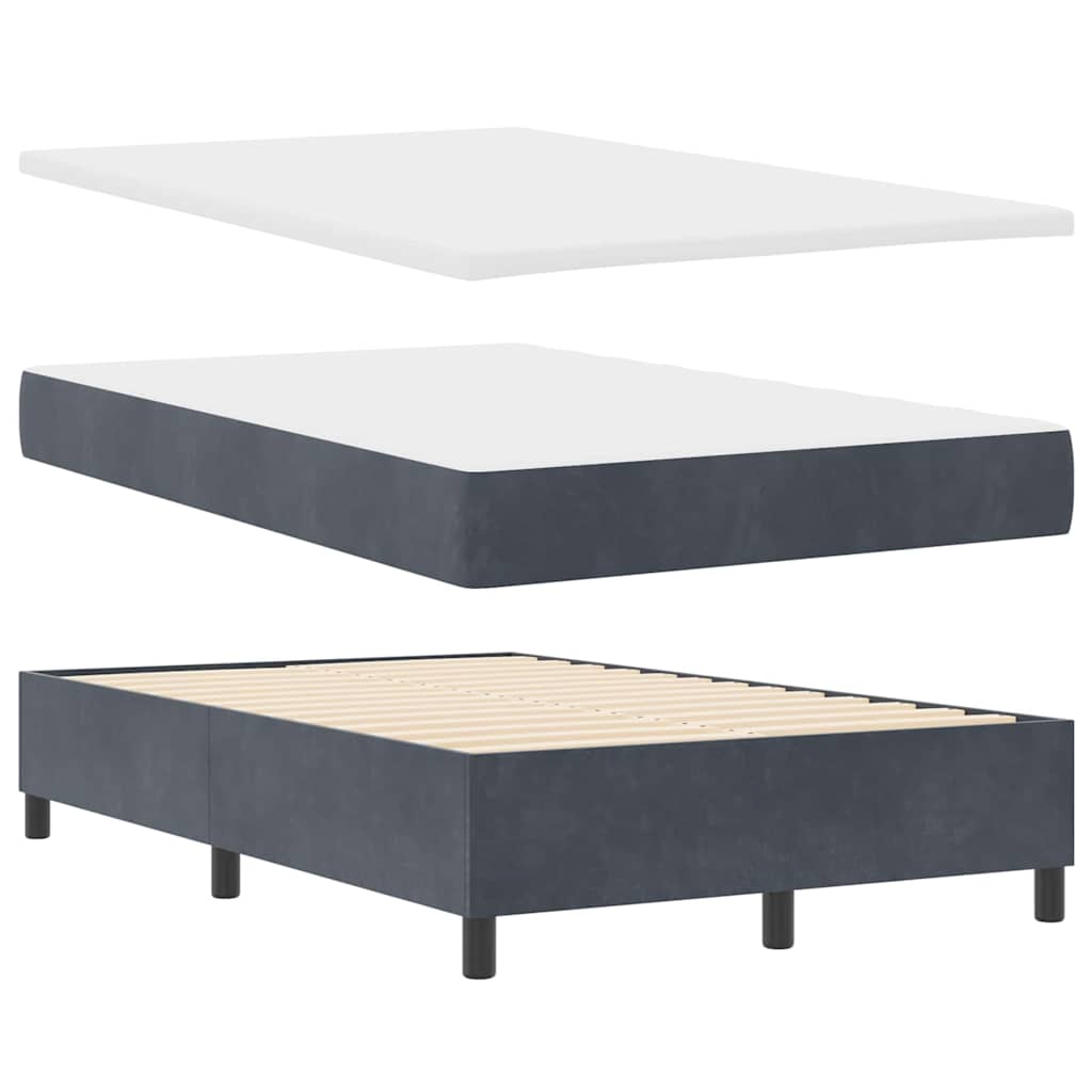 LED Box Spring Krevet s madracem Tamno siva 120 x 190 cm Baršun