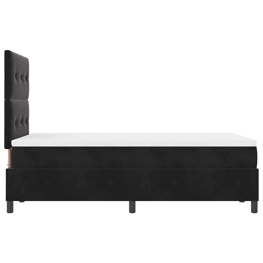 LED Box Spring Krevet s madracem Crna 120 x 190 cm Baršun