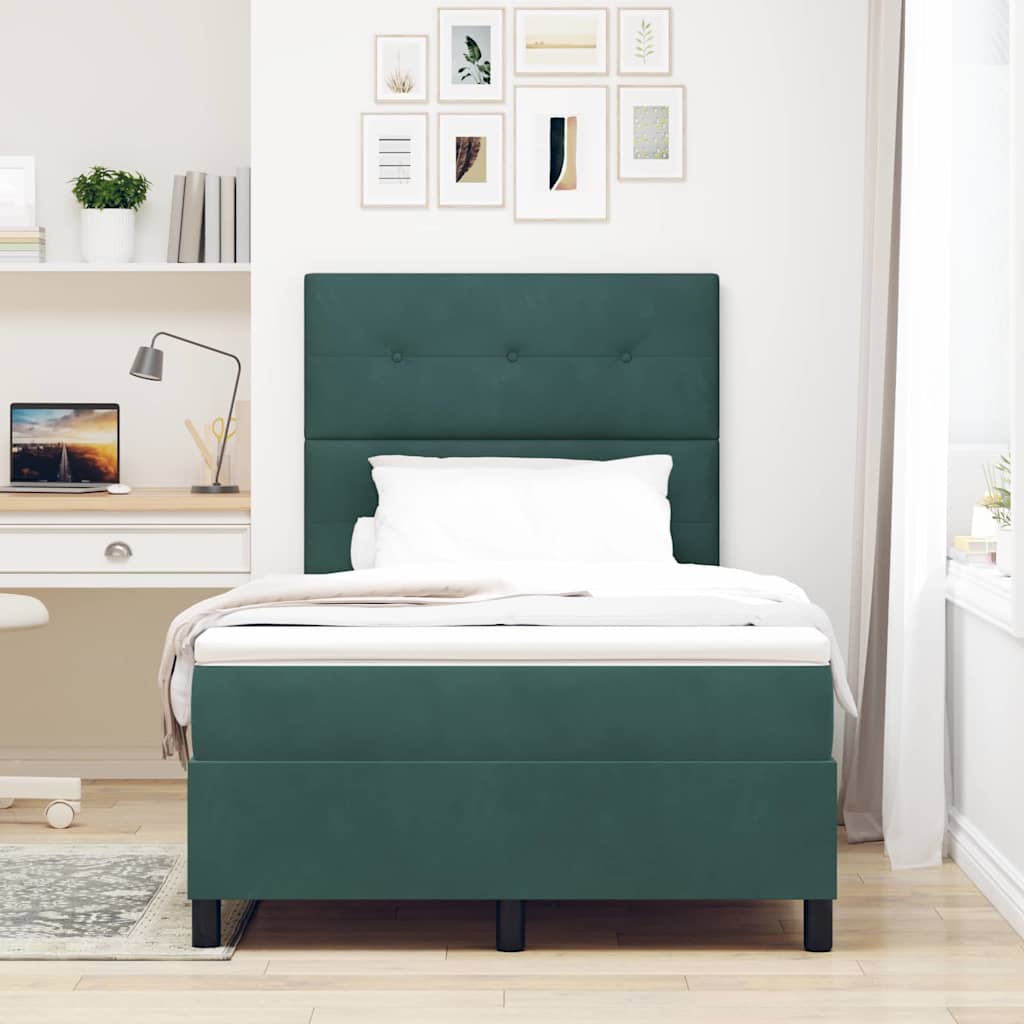 LED Box Spring Krevet Tamnozelena 120 x 200 cm Baršun