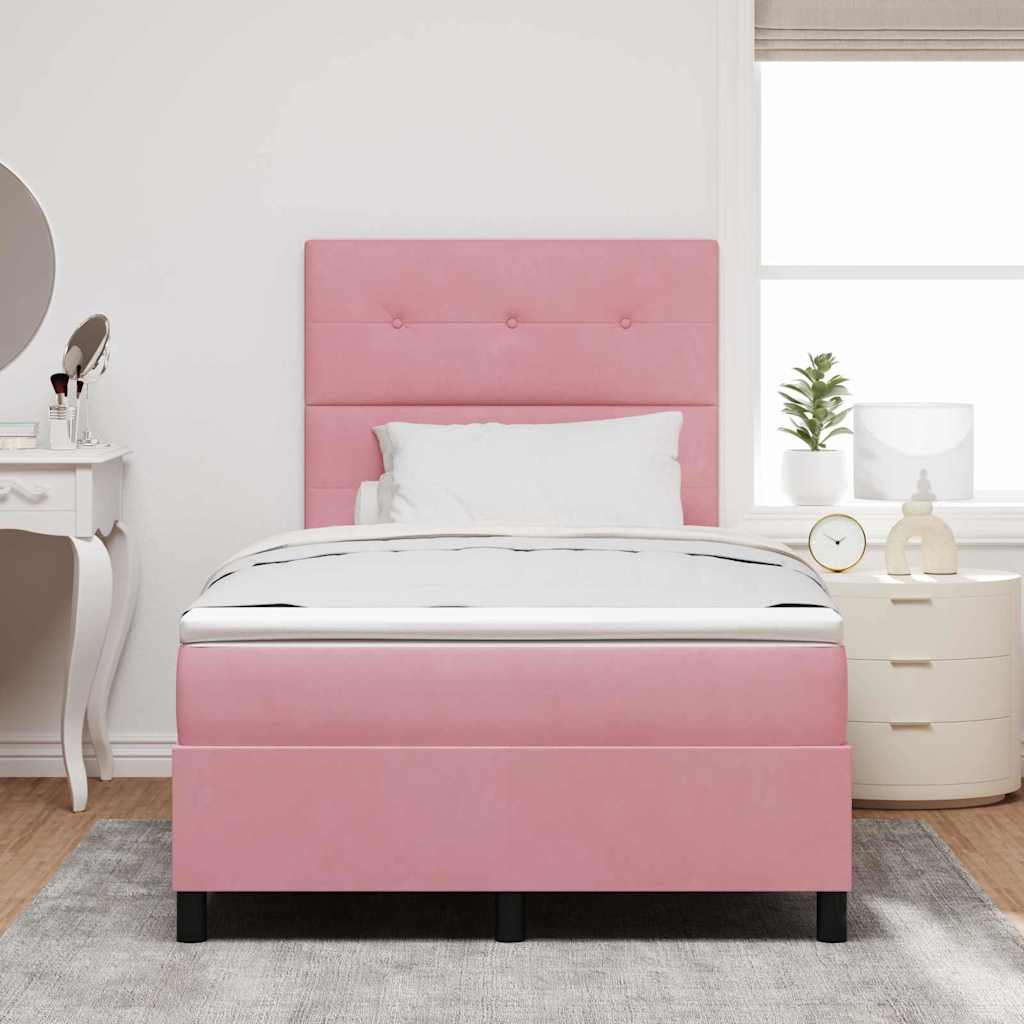 LED Box Spring Krevet s madracem Ružičasta 120 x 200 cm Baršun