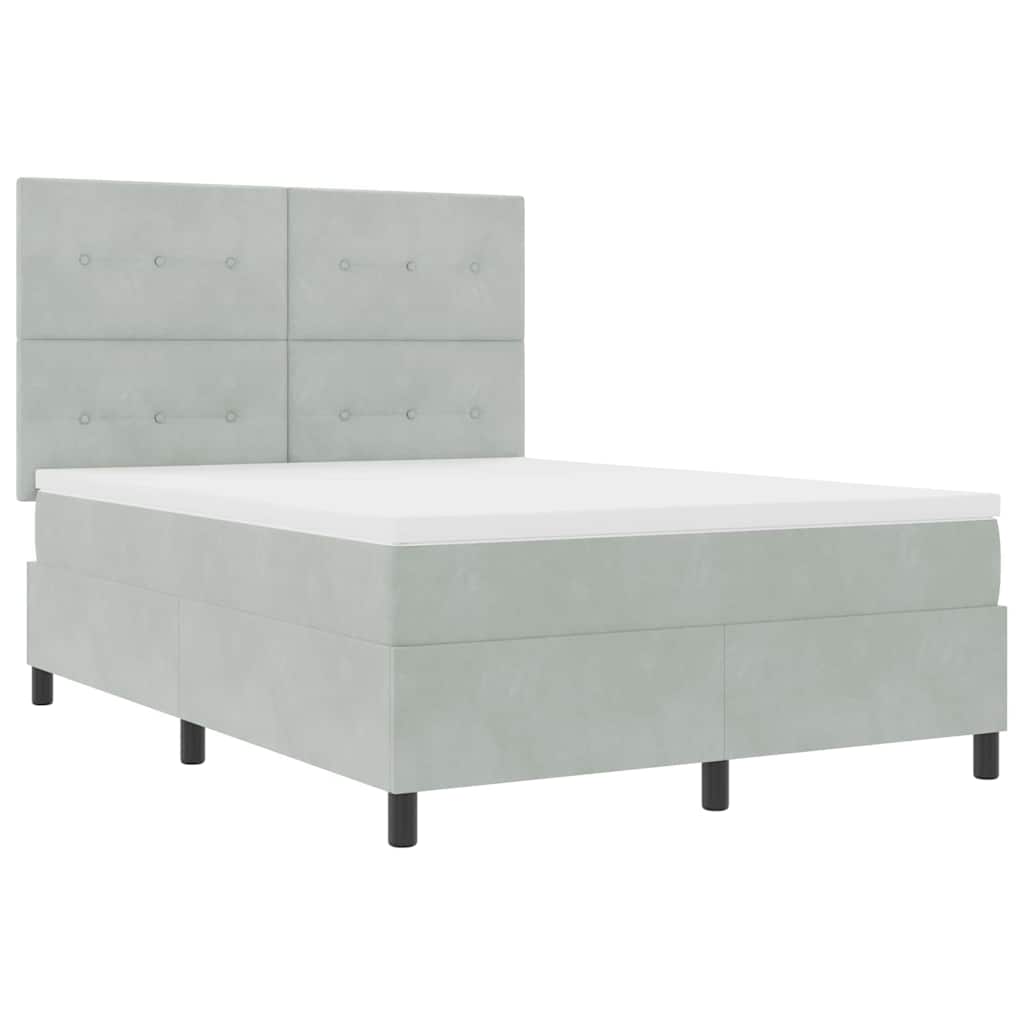 LED Box Spring Krevet Svijetlo siva 140 x 200 cm Baršun