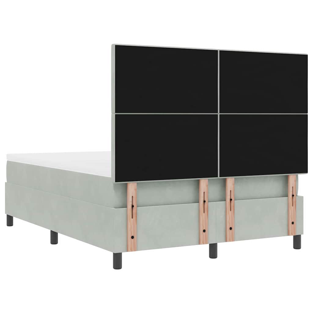LED Box Spring Krevet Svijetlo siva 140 x 200 cm Baršun