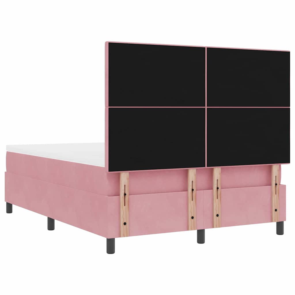 LED Box Spring Krevet Ružičasta 140 x 200 cm Baršun