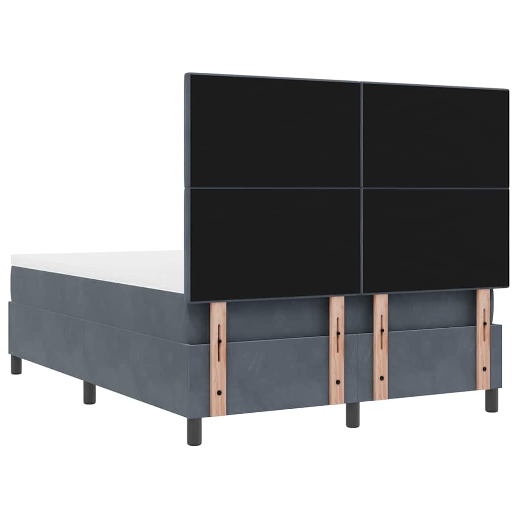 LED Box Spring Krevet s madracem Tamno siva 160 x 200 cm Baršun