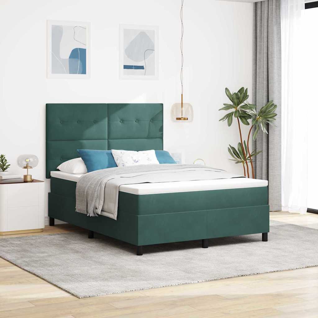 LED Box Spring Krevet Tamnozelena 160 x 200 cm Baršun