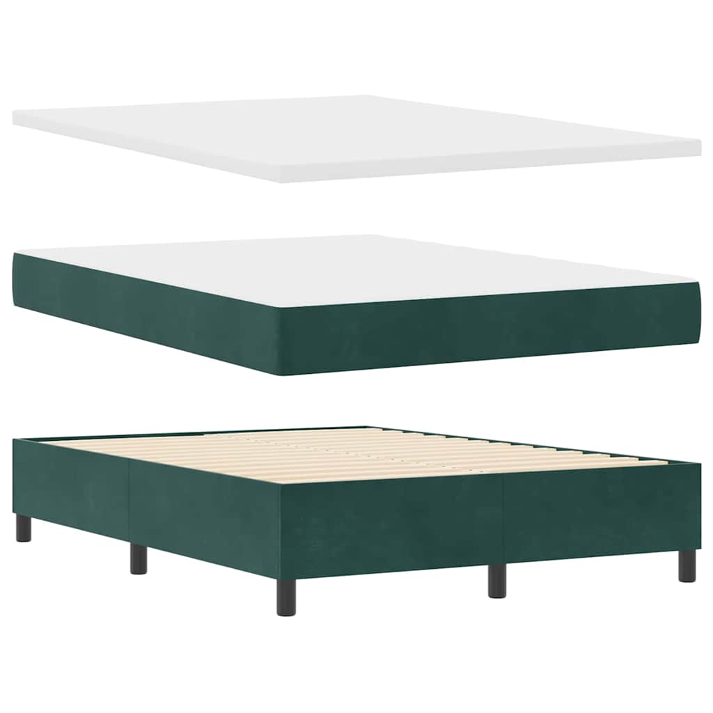 LED Box Spring Krevet Tamnozelena 160 x 200 cm Baršun