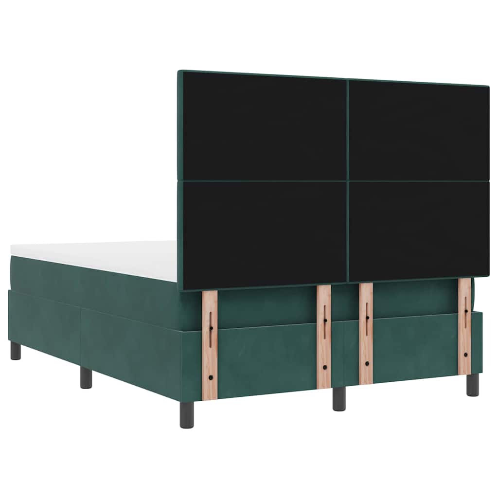 LED Box Spring Krevet Tamnozelena 160 x 200 cm Baršun