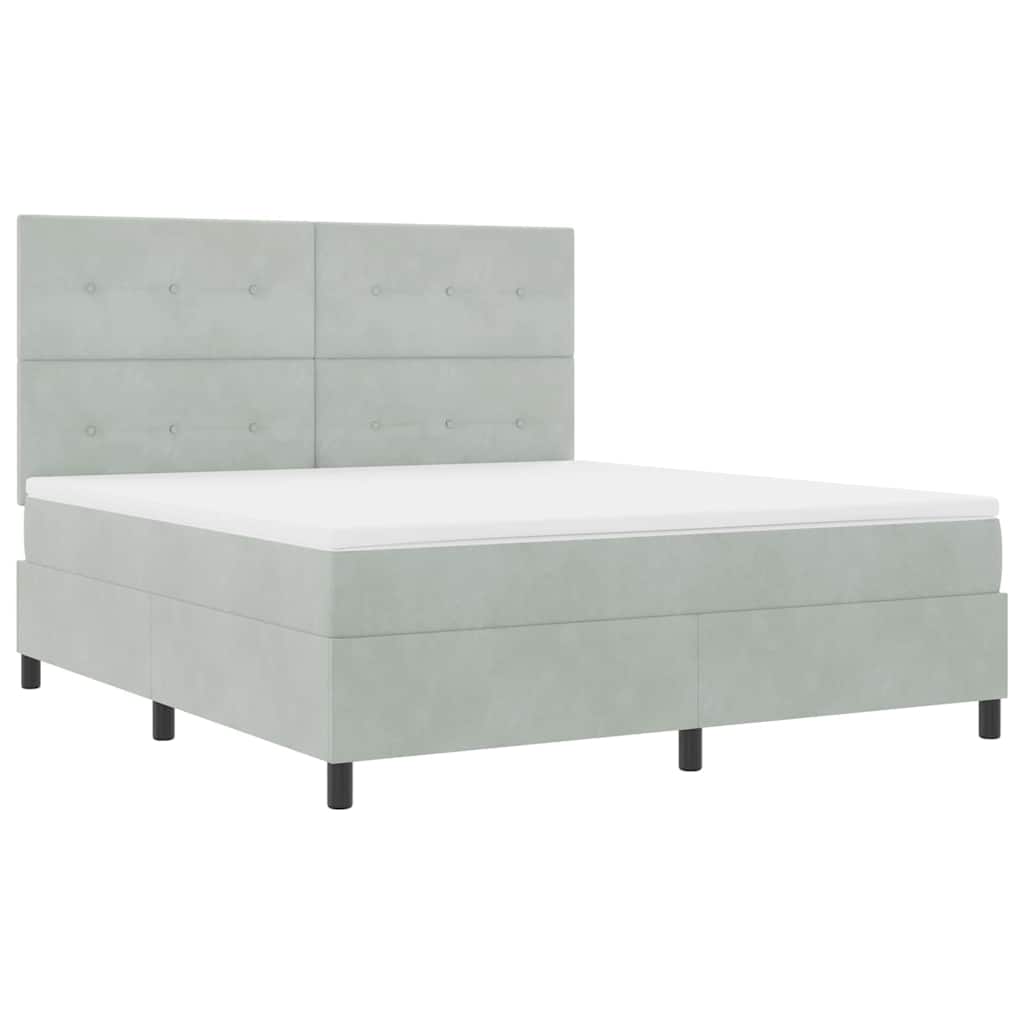 LED Box Spring Krevet Svijetlo siva 180 x 200 cm Baršun