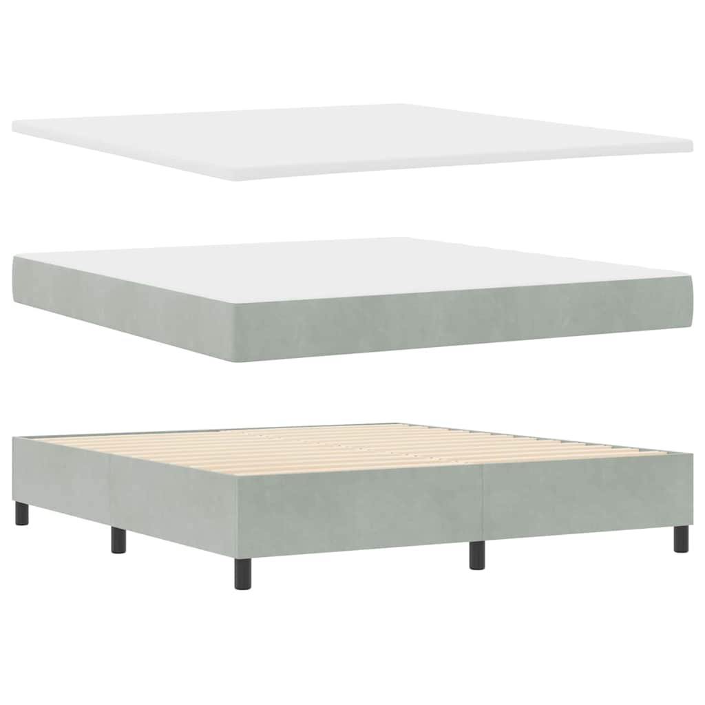 LED Box Spring Krevet Svijetlo siva 180 x 200 cm Baršun