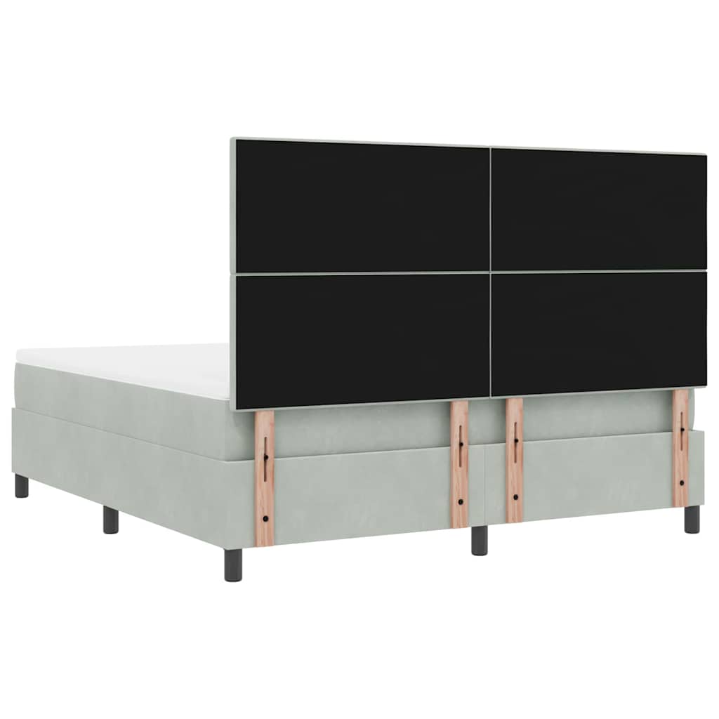 LED Box Spring Krevet Svijetlo siva 180 x 200 cm Baršun