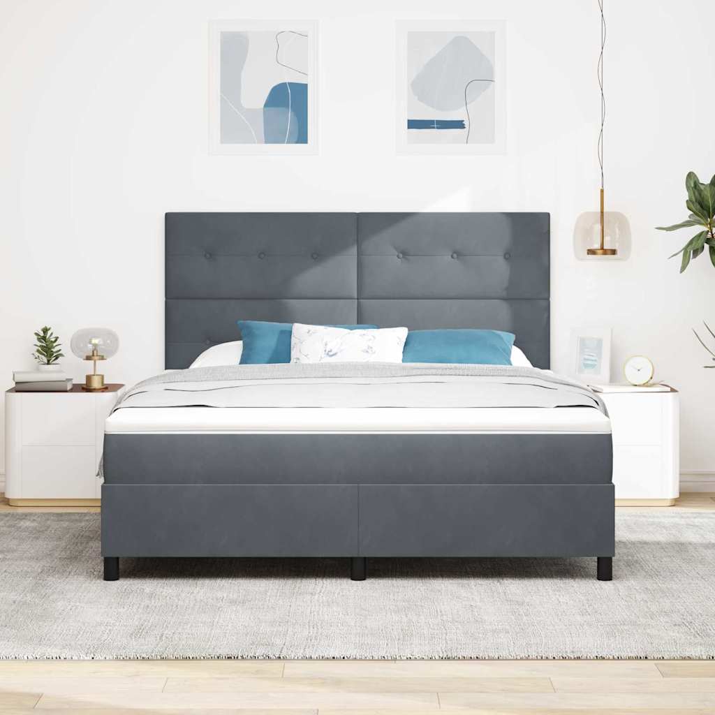 LED Box Spring Krevet s madracem Tamno siva 180 x 200 cm Baršun