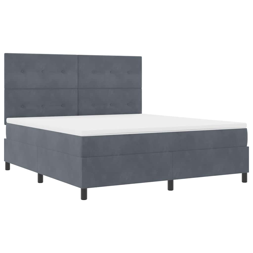LED Box Spring Krevet s madracem Tamno siva 180 x 200 cm Baršun
