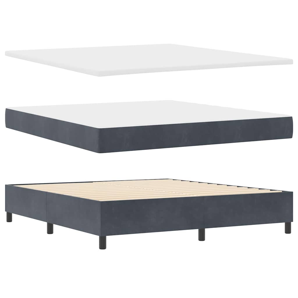 LED Box Spring Krevet s madracem Tamno siva 180 x 200 cm Baršun
