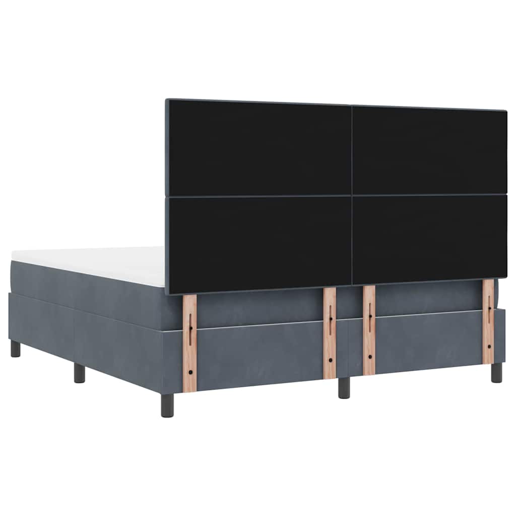 LED Box Spring Krevet s madracem Tamno siva 180 x 200 cm Baršun