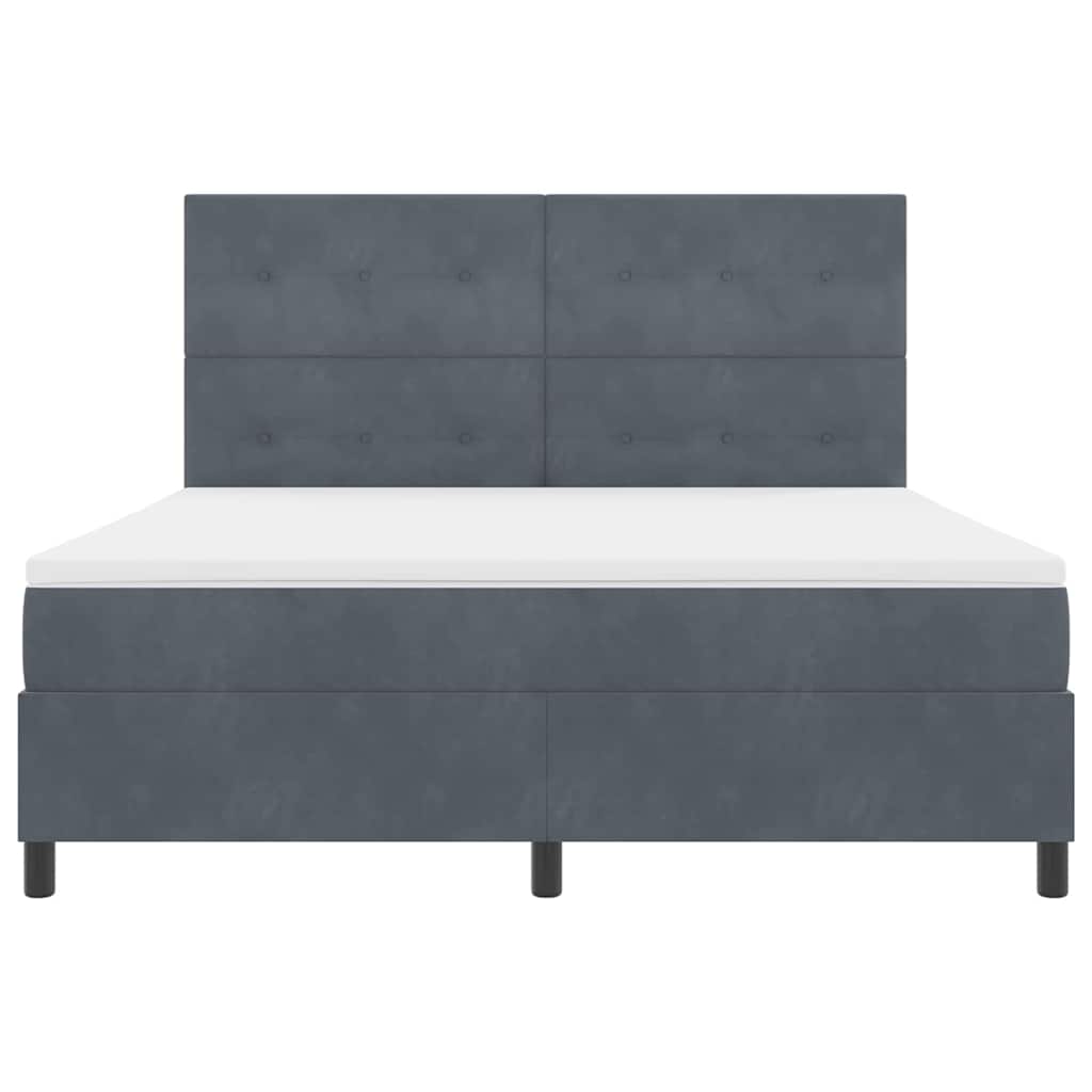 LED Box Spring Krevet Tamno siva 180 x 200 cm Baršun
