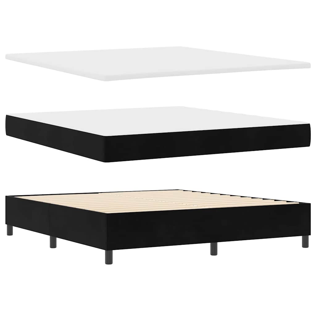 LED Box Spring Krevet s madracem Crna 180 x 200 cm Baršun