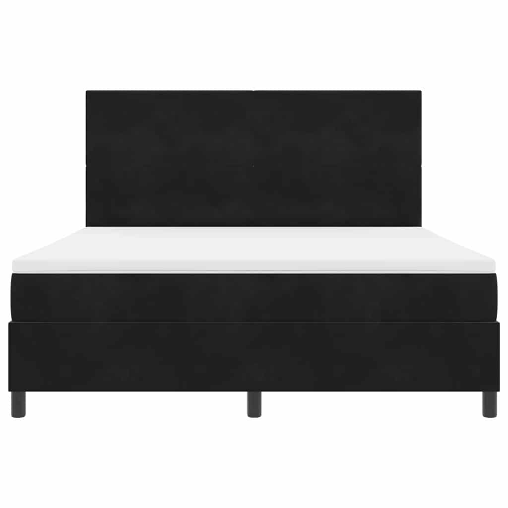 LED Box Spring Krevet s uzglavljem Crna 180 x 200 cm Baršun