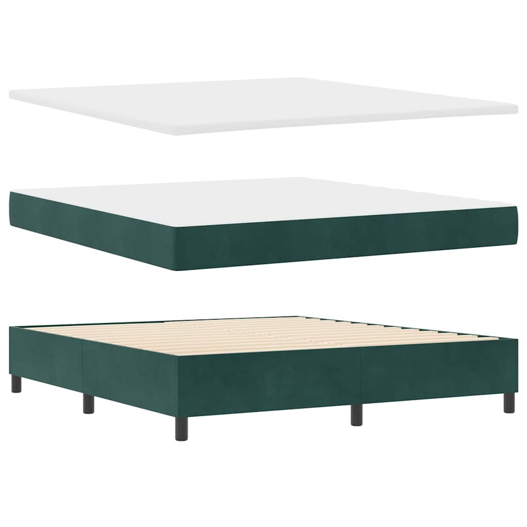 LED Box Spring Krevet Tamnozelena 180 x 200 cm Baršun