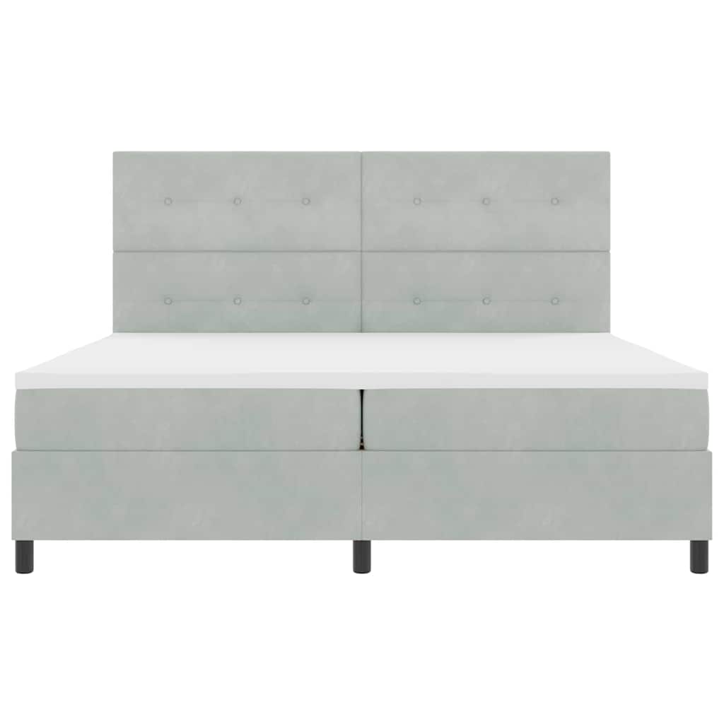 LED Box Spring Krevet Svijetlo siva 200 x 200 cm Baršun