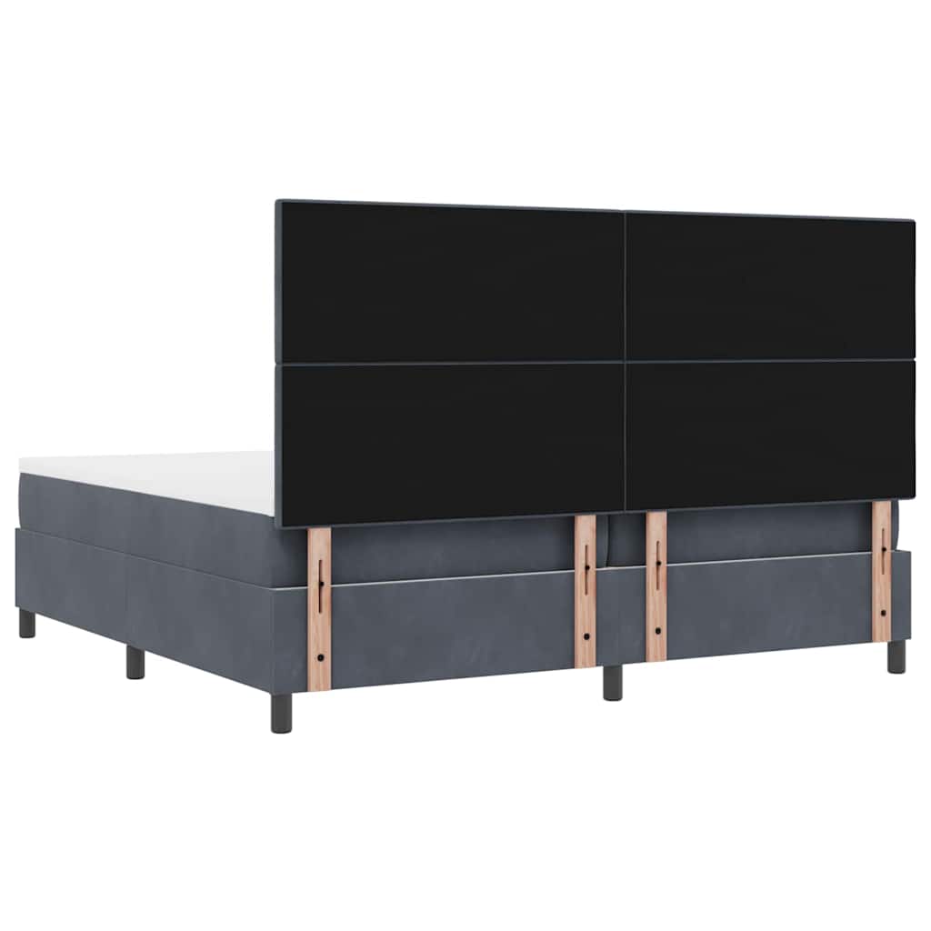 LED Box Spring Krevet s madracem Tamno siva 200 x 200 cm Baršun