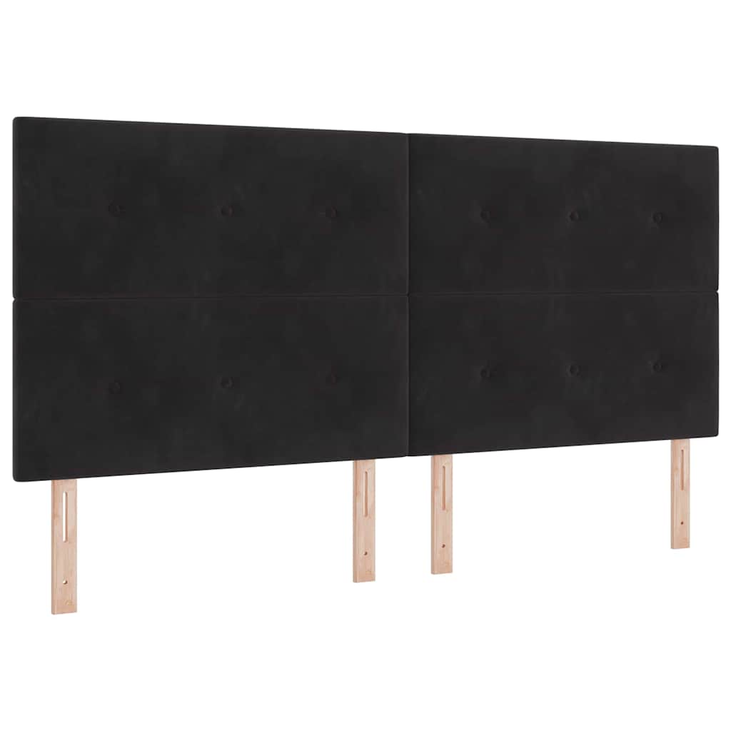 LED Box Spring Krevet s madracem Crna 200 x 200 cm Baršun