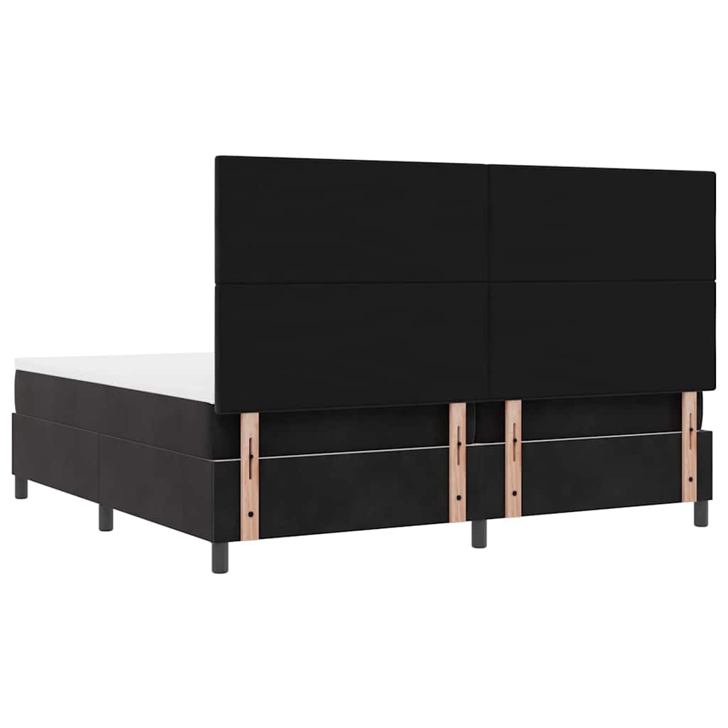 LED Box Spring Krevet s madracem Crna 200 x 200 cm Baršun
