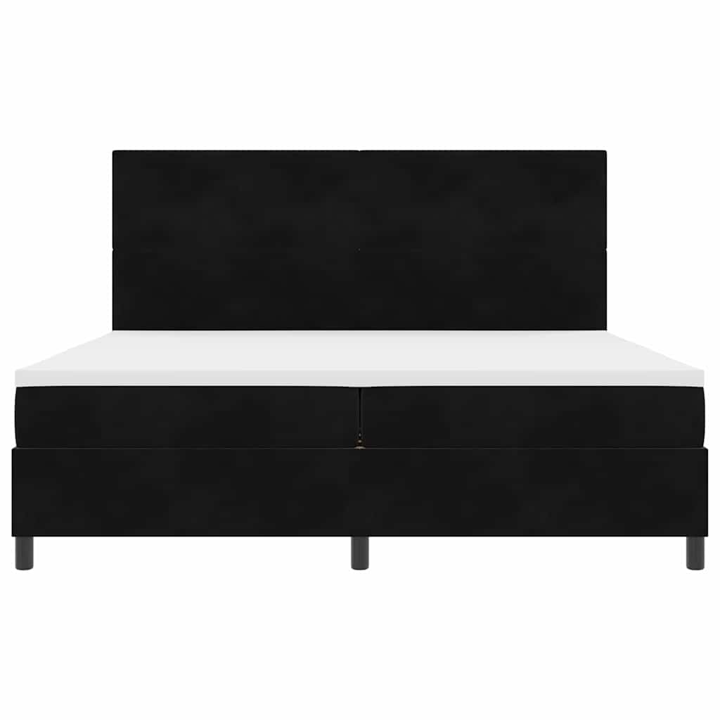 LED Box Spring Krevet s madracem Crna 200 x 200 cm Baršun