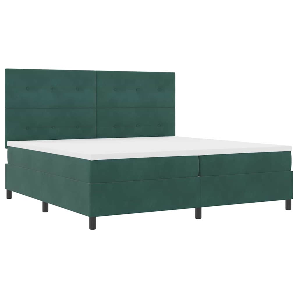 LED Box Spring Krevet Tamnozelena 200 x 200 cm Baršun
