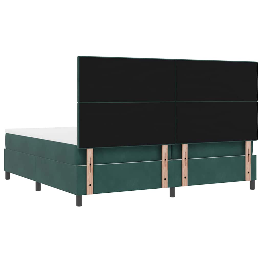 LED Box Spring Krevet Tamnozelena 200 x 200 cm Baršun