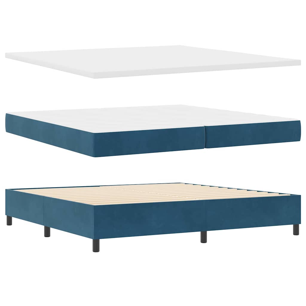 LED Box Spring Krevet Tamno plava 200 x 200 cm Baršun