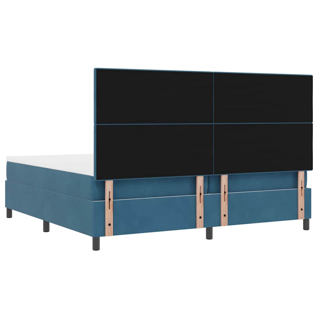 LED Box Spring Krevet Tamno plava 200 x 200 cm Baršun