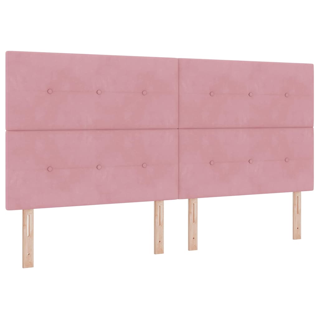 LED Box Spring Krevet s madracem Ružičasta 200 x 200 cm Baršun