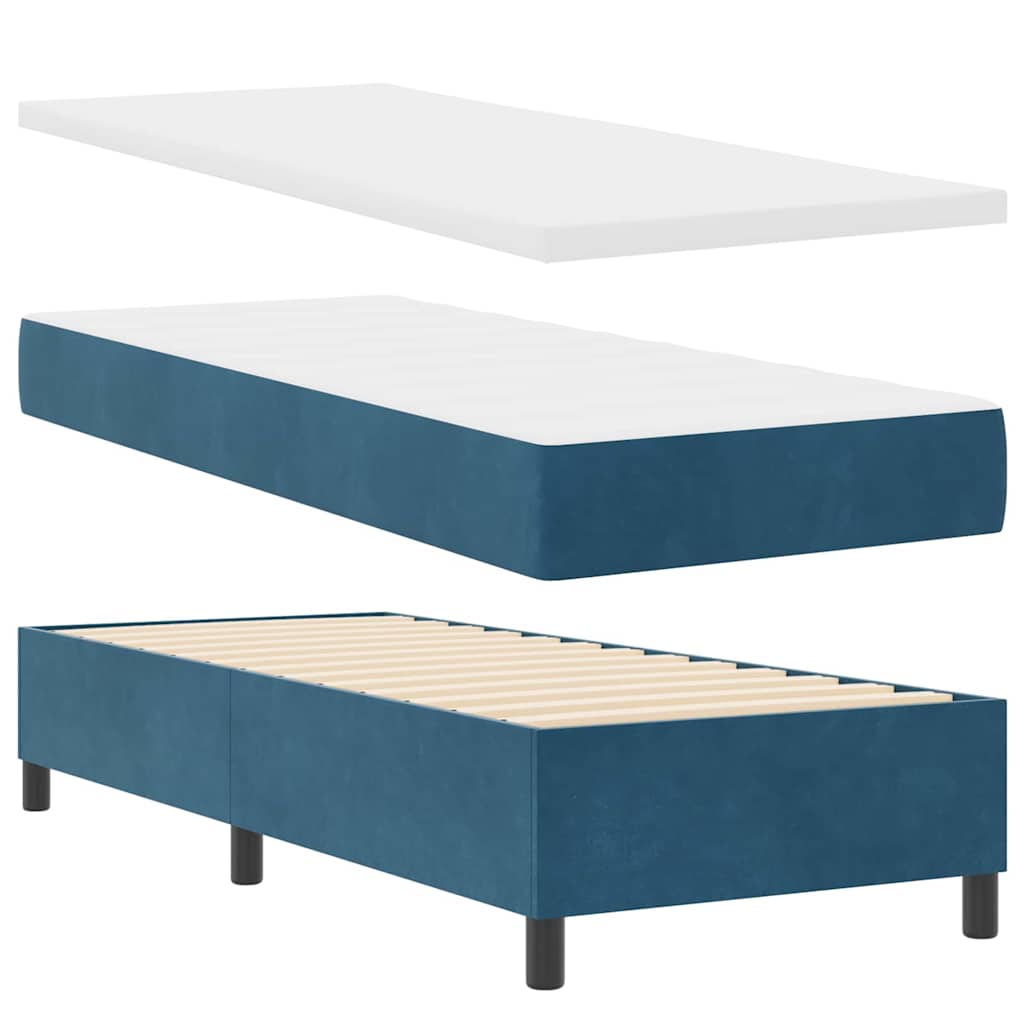 LED Box Spring Krevet s madracem Tamno plava 80 x 200 cm Baršun