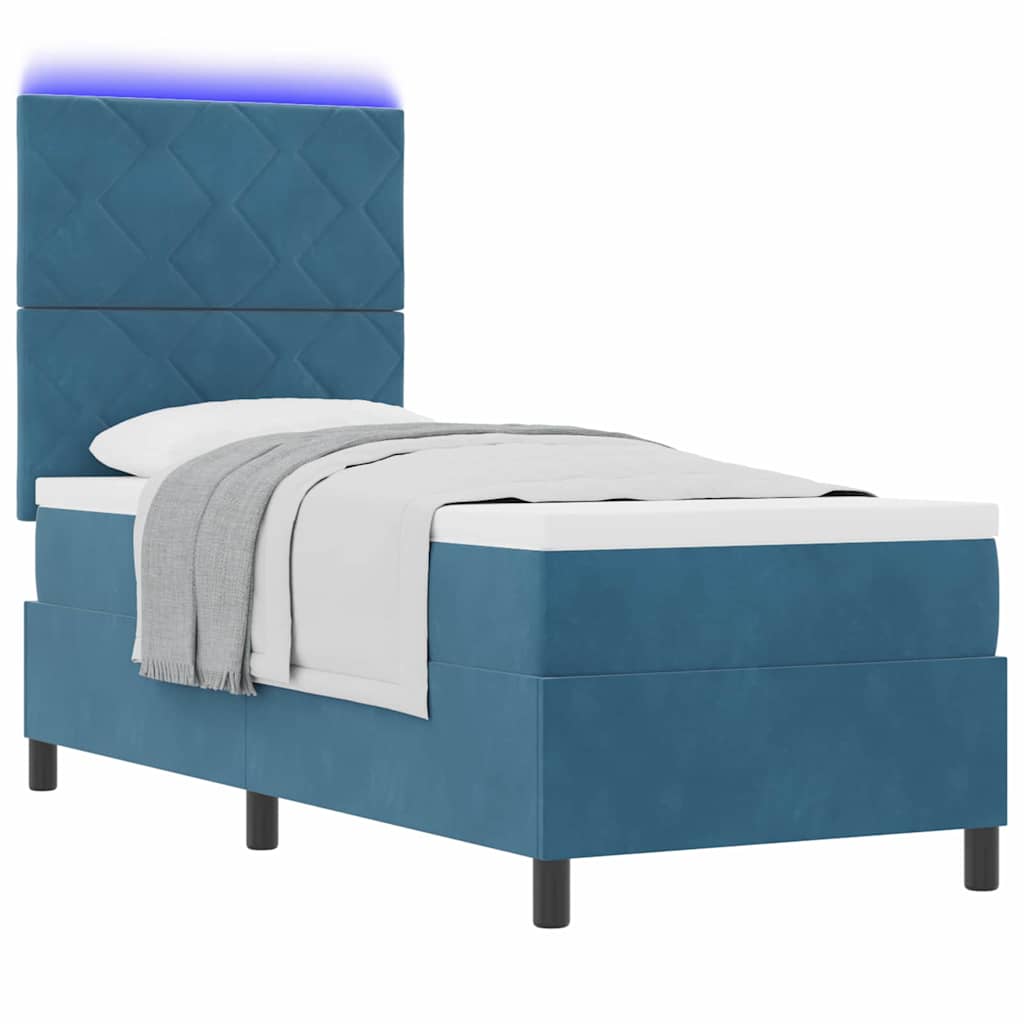 LED Box Spring Krevet Tamno plava 80 x 200 cm Baršun