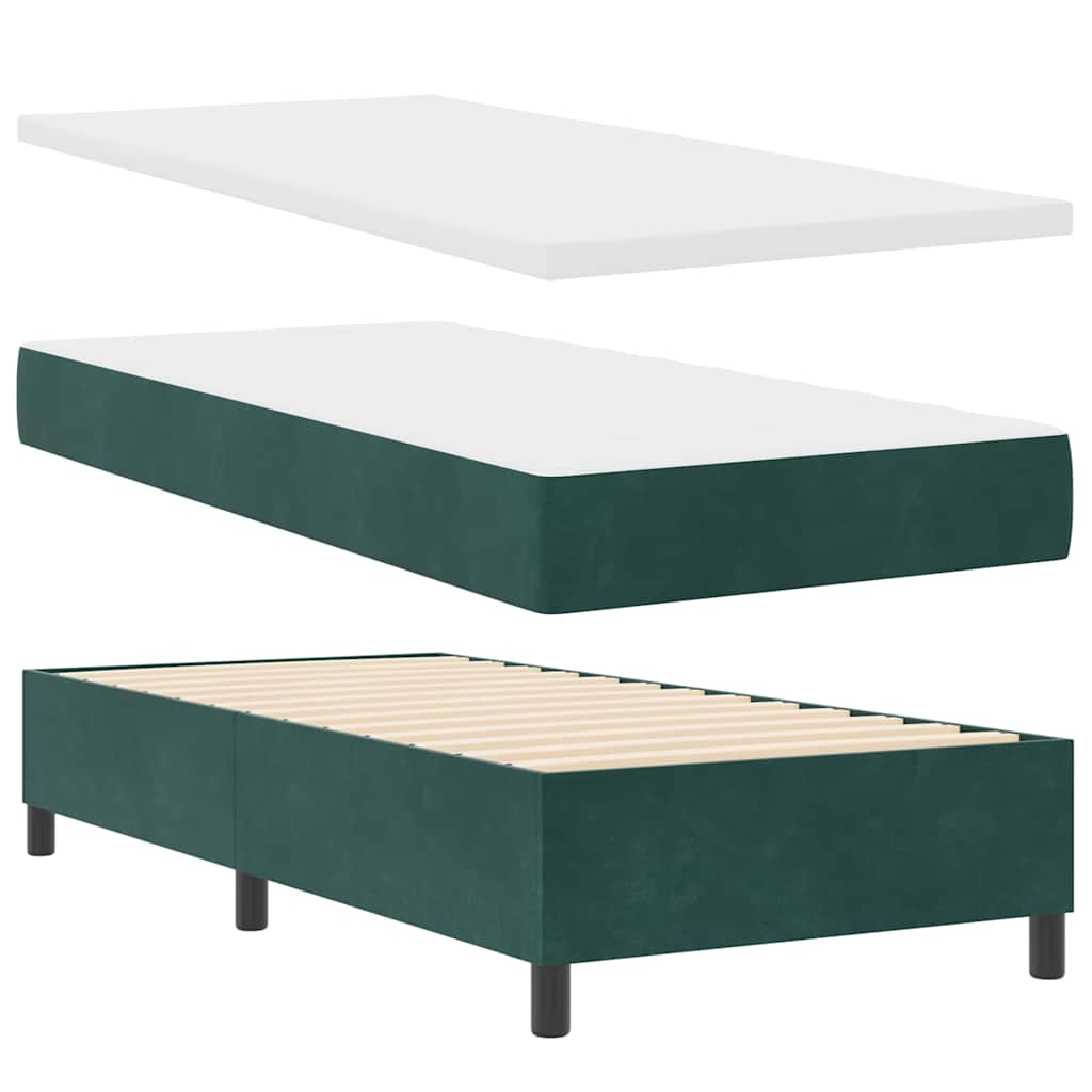 LED Box Spring Krevet Tamnozelena 90 x 190 cm Baršun