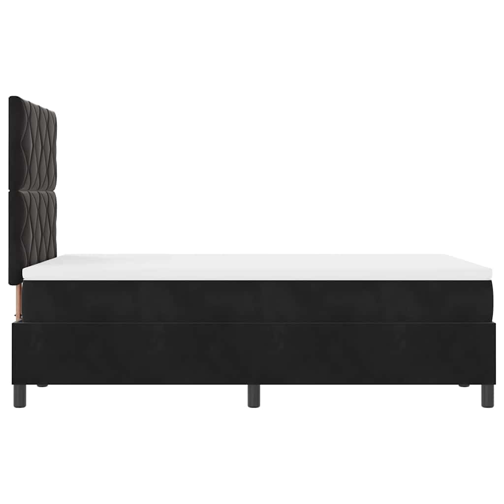 LED Box Spring Krevet s madracem Crna 120 x 190 cm Baršun