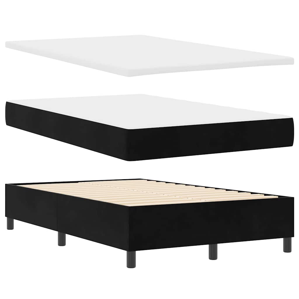 LED Box Spring Krevet s madracem Crna 120 x 200 cm Baršun