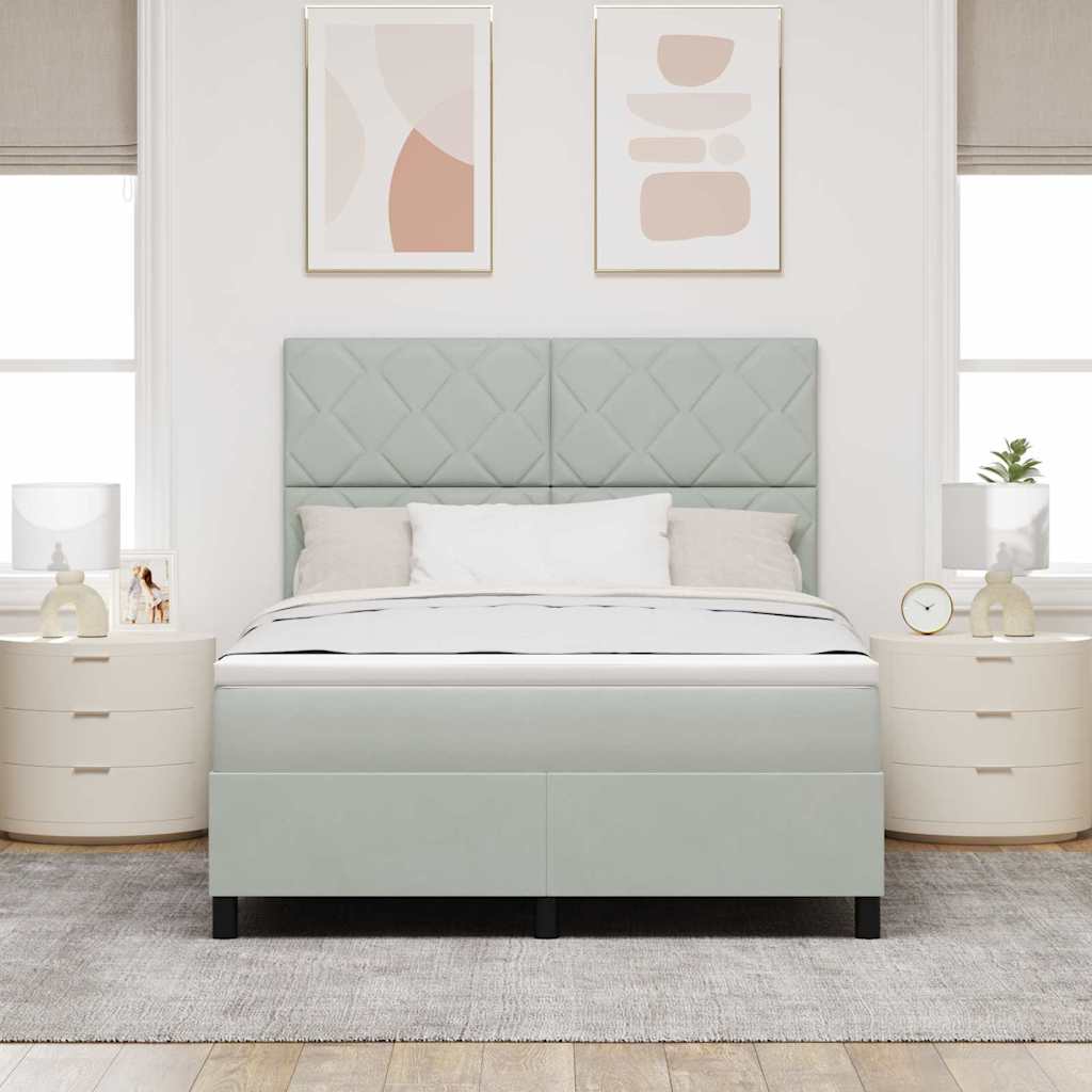 LED Box Spring Krevet Svijetlo siva 140 x 190 cm Baršun